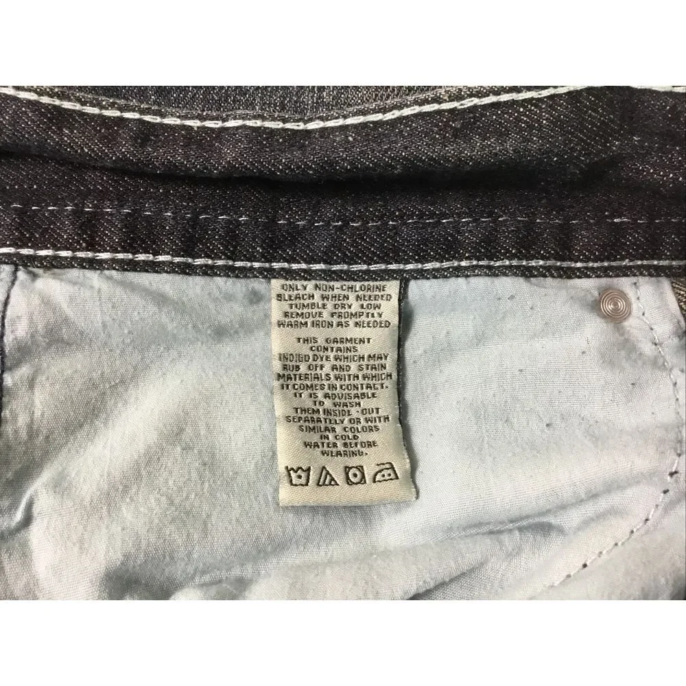 OTB Mens Jeans 38X32 Distressed embroidered StreetWear Blue denim cat whiskers - Picture 9 of 9